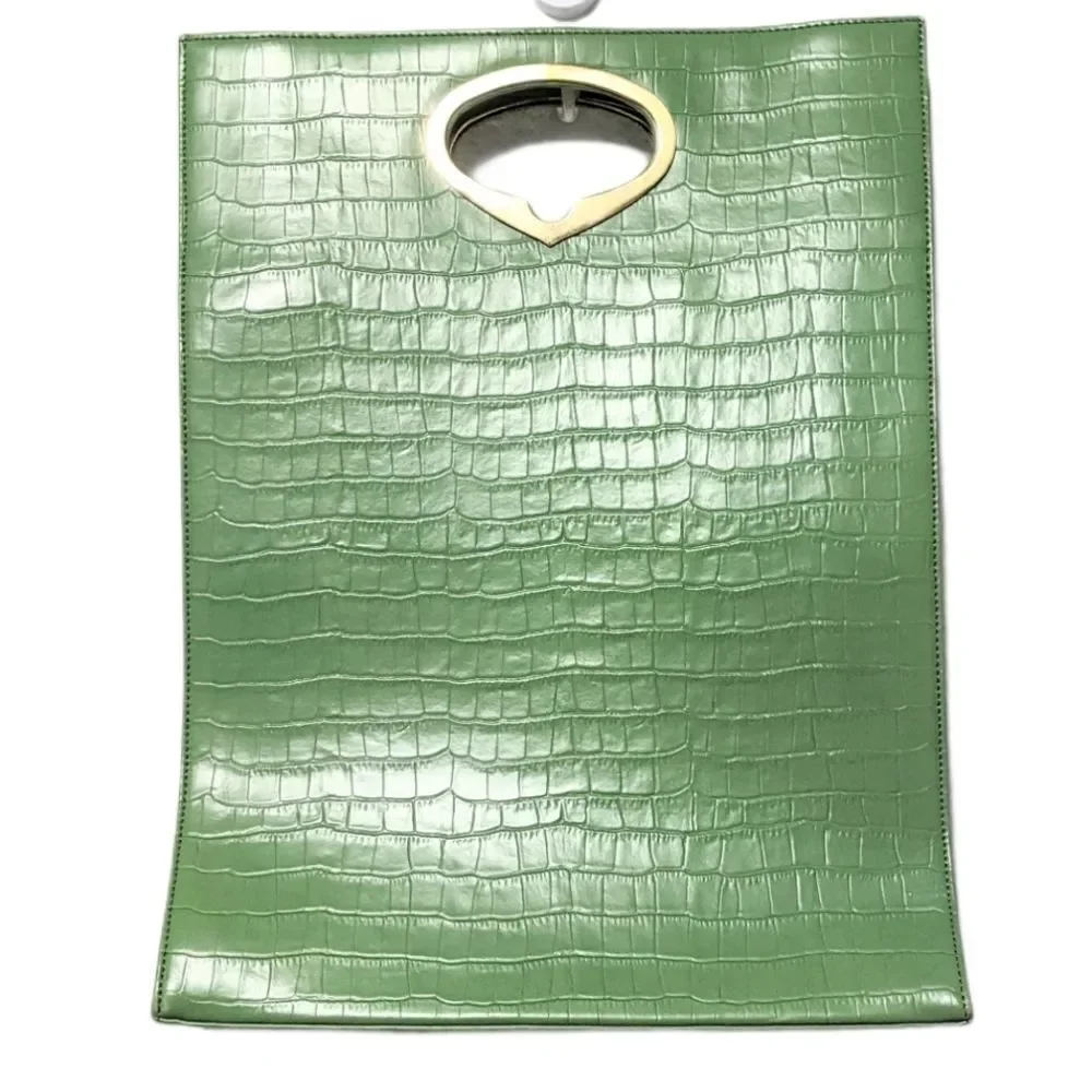 CHARRIOL Green Croc Embossed Tote Bag